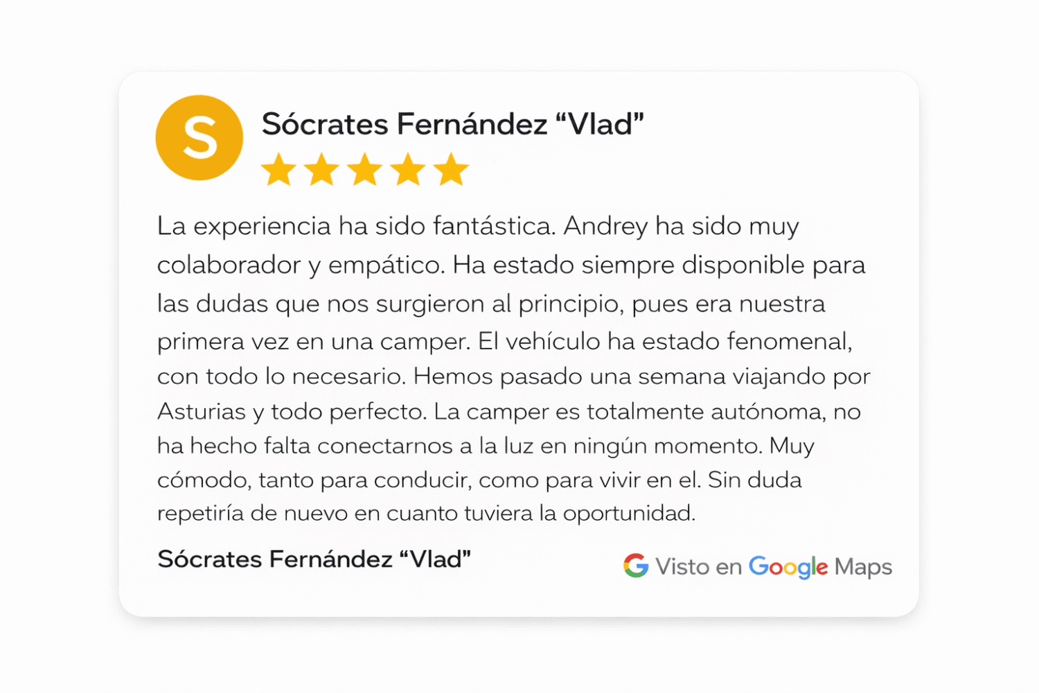 Experiencia de cliente con alquiler de autocaravana en la Costa Blanca